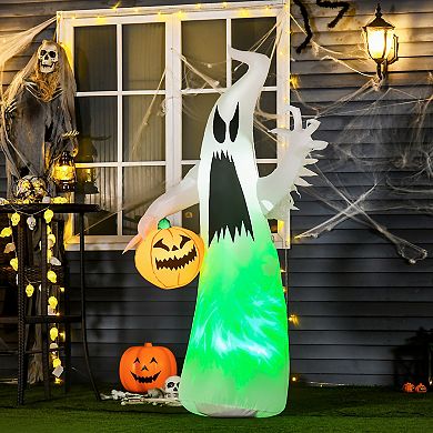 Homcom 5.9' Halloween Inflatable Decoration Ghost W/ Pumpkin