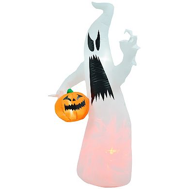 Homcom 5.9' Halloween Inflatable Decoration Ghost W/ Pumpkin