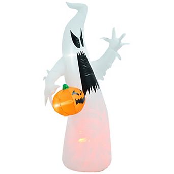 HOMCOM 5.9ft Halloween Inflatable Decoration Ghost w/ Pumpkin