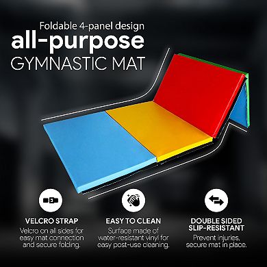 BalanceFrom Fitness 120 x 48" All Purpose Folding Gymnastics Exercise Mat, Multi