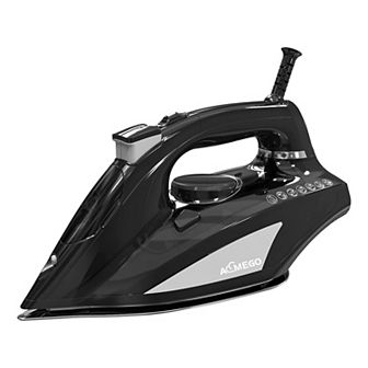 AEMEGO Steam Iron for Clothes Portable Anti Drip Clothes Iron Steam with Non Stick Ceramic Soleplate Auto-Off Self-Cleaning Function Travel Iron with Visible Water Tank for Home (1700W Black)