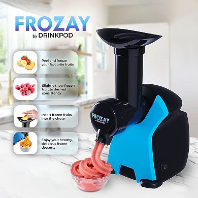 Frozay Dessert Maker 2.8 qt. Color Blue, Vegan Ice Cream & Frozen Yogurt Maker Soft Serve Desserts With Recipes