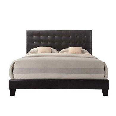 Sophistiated Transitional Style Queen Size Padded Bed, Brown