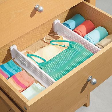 mDesign Expandable Adjustable Dresser Drawer Divider, Foam Ends, 4 Pack