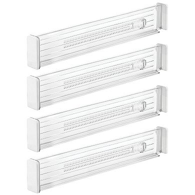 mDesign Expandable Adjustable Dresser Drawer Divider, Foam Ends, 4 Pack