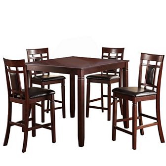 Swish Cashew Wood 5 pc Counter Height Dining Set In Brown