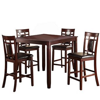 Swish Cashew Wood 5 pc Counter Height Dining Set In Brown