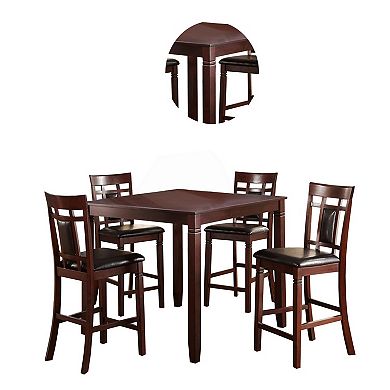 Swish Cashew Wood 5 Pieces Counter Height Dining Set In Brown
