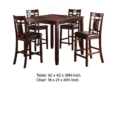 Swish Cashew Wood 5 Pieces Counter Height Dining Set In Brown