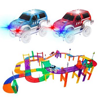 PICASSO-TILES 81 pc Race Track Theme, Magnetic Tiles, Magnetic Building Toys for Kids 3+