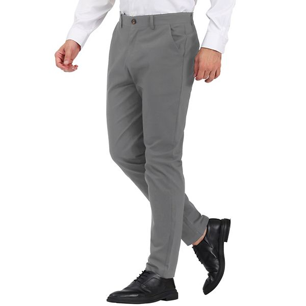 Men's Office Pants Slim Fit Solid Color Chino Pencil Dress Trouser