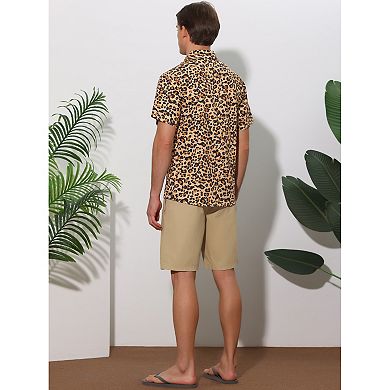 Men's Animal Print Short Sleeves Button Up Summer Hawaiian Shirts