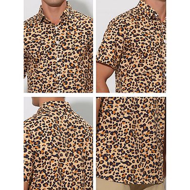 Men's Animal Print Short Sleeves Button Up Summer Hawaiian Shirts