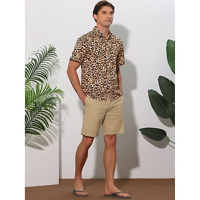 Men's Animal Print Short Sleeves Button Up Summer Hawaiian Shirts