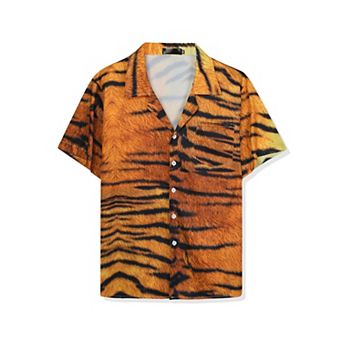 Men's Animal Print Short Sleeves Button Up Summer Hawaiian Shirts