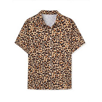 Men's Animal Print Short Sleeves Button Up Summer Hawaiian Shirts