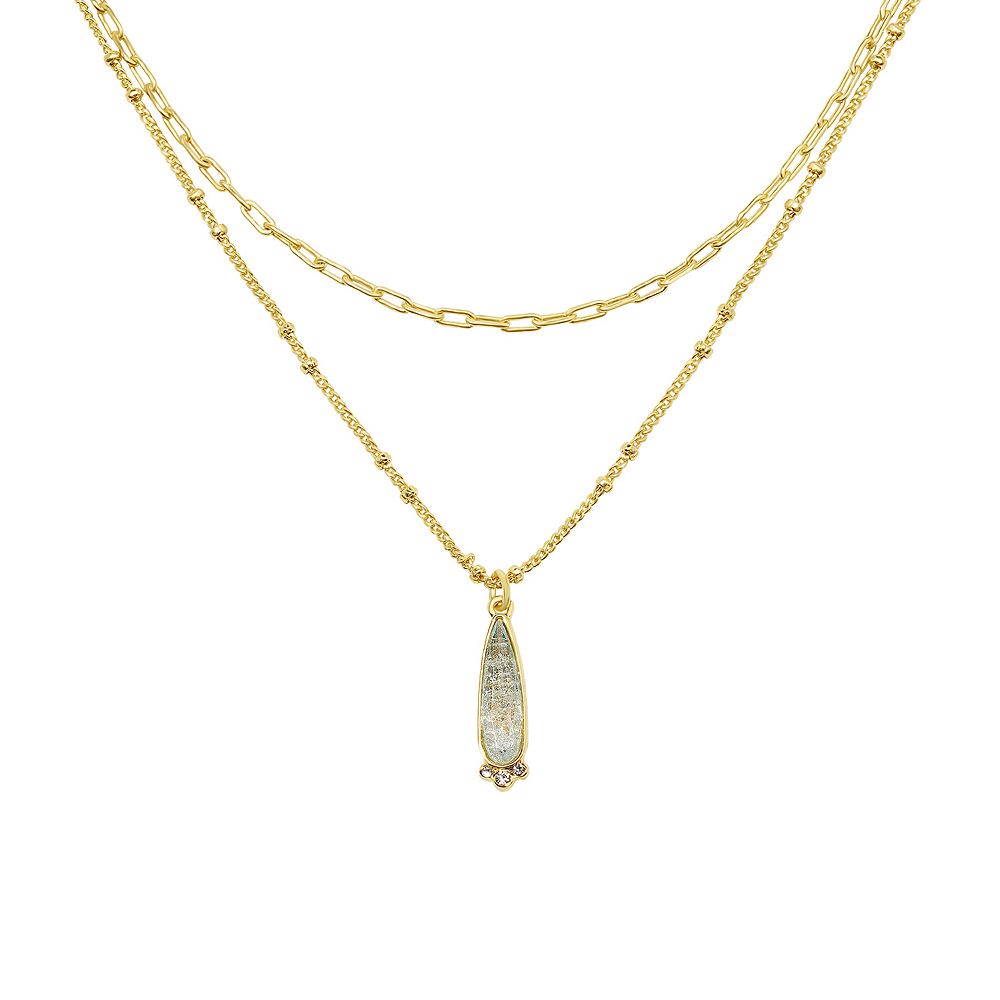 LC Lauren Conrad 2 Row Chain with Blue Teardrop Pendant Necklace