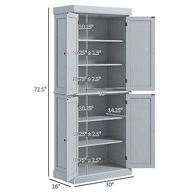 HOMCOM 72inch Kitchen Pantry Storage Cabinet with 4 Doors