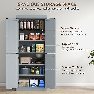HOMCOM 72inch Kitchen Pantry Storage Cabinet with 4 Doors