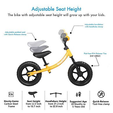 Joystar Marcher 12 Inch Age 1.5 to 5 Kids Toddler Training Balance Bike ...