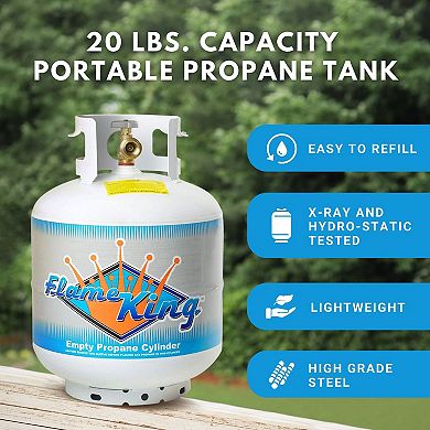 Flame King Portable Ready to Fill Empty LP Propane Gas Cylinder Tank, 20 Pound