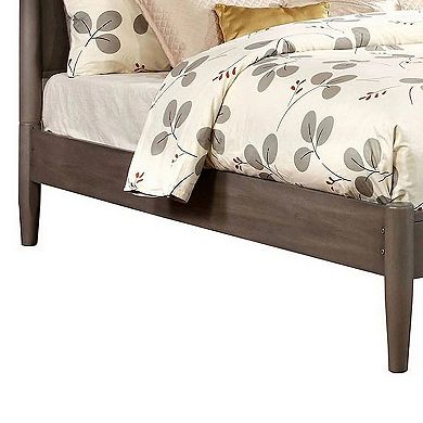 Wooden California King Size Bed with Panel Headboard, Gray