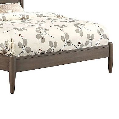 Wooden California King Size Bed with Panel Headboard, Gray