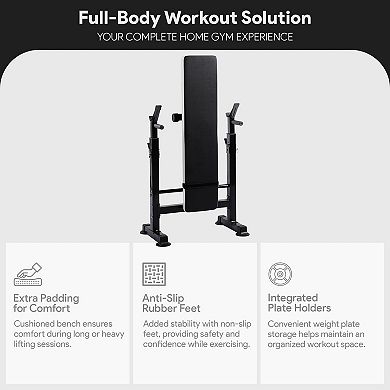 BalanceFrom Fitness Adjustable Strength Training Workout Station, Black & White