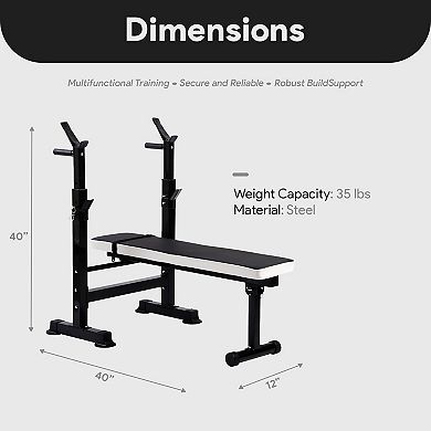 BalanceFrom Fitness Adjustable Strength Training Workout Station, Black & White