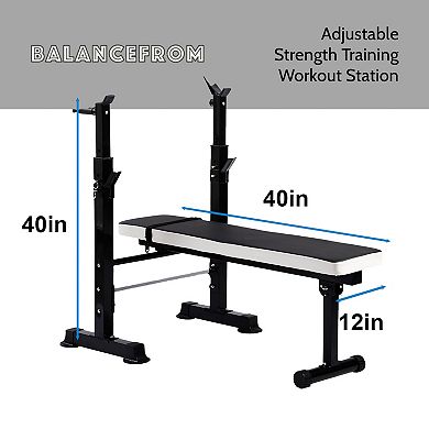 BalanceFrom Fitness Adjustable Strength Training Workout Station, Black & White