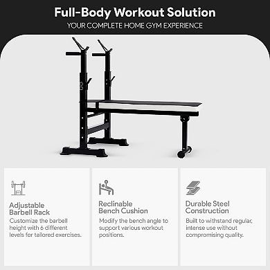 BalanceFrom Fitness Adjustable Strength Training Workout Station, Black & White