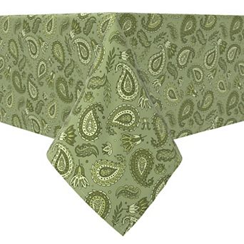 Square Tablecloth, 100% Cotton, 60x60", Green Floral Paisley