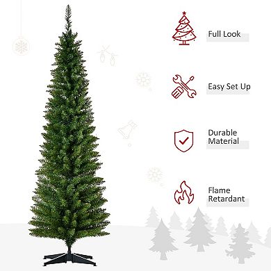 6' Pre-lit Pencil Artificial Christmas Tree With Led Lights And Branch Tips