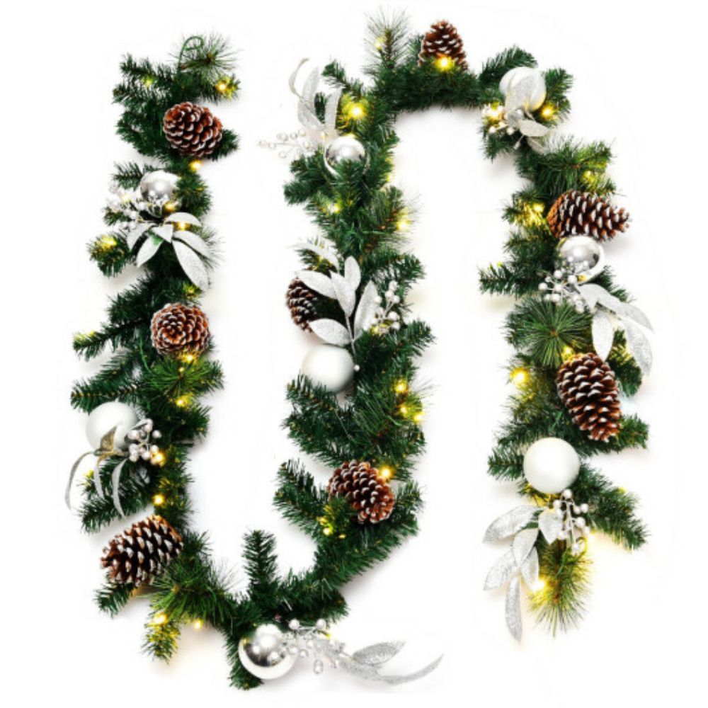 9' x 10 Pre-Lit LED White Artificial Christmas Garland - Multi Lights