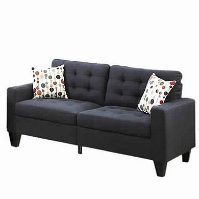 Linen Fabric 2 Pieces Sofa Set In Dark Gray