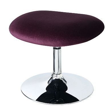 Fabric Curved Design Chair with Ottoman and Tubular Base, Set of 2, Purple
