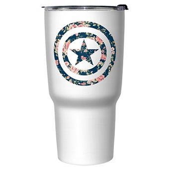 Marvel Captain America Floral Print Emblem 27-oz. Stainless Steel Travel Mug