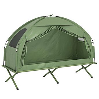 Outsunny Camping Tent Cot Combo, Single Person Off-Ground Tent
