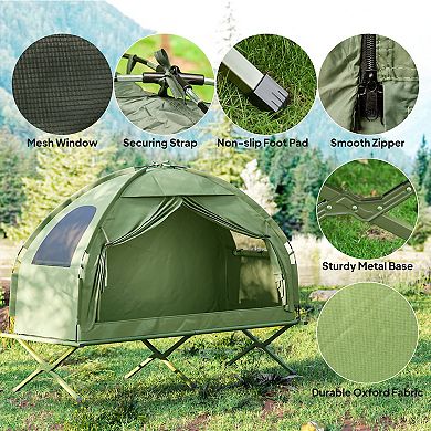 Outsunny Camping Tent Cot Combo, Single Person Off-Ground Tent