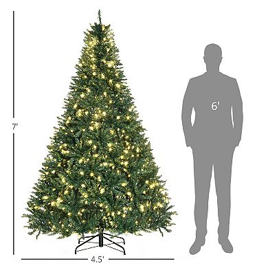 7ft Pre-lit Artificial Christmas Tree Spruce Hinged 700 Leds Lights Decorations