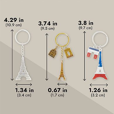 6 Pcs Paris Keychain, France Souvenir Gifts, Eiffel Tower French Flag Key Chains