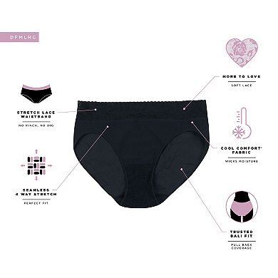 Bali 3-Pack Modern Seamless Lace Trim Hi Cut Underwear DFMLB3