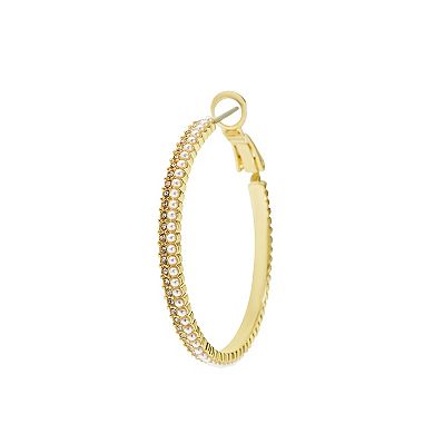 LC Lauren Conrad Gold Tone Rhinestone Hoop Earrings