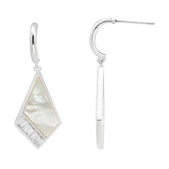 City Luxe Mother-of-Pearl and Cubic Zirconia Geometric Drop Earrings