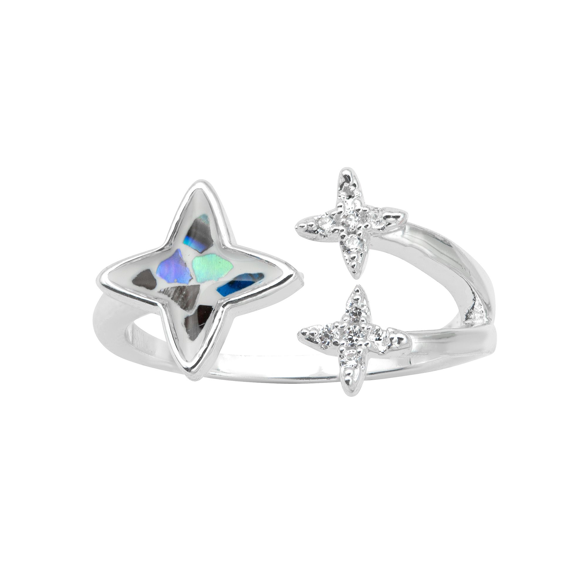 City Luxe Silver Tone Abalone Heart Ring, Womens, Size: 7, Silver Tone Alb