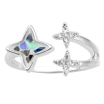 City Luxe Silver Tone Abalone Heart Ring