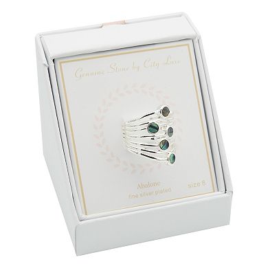 City Luxe Silver Tone Abalone Openwork Statement Ring