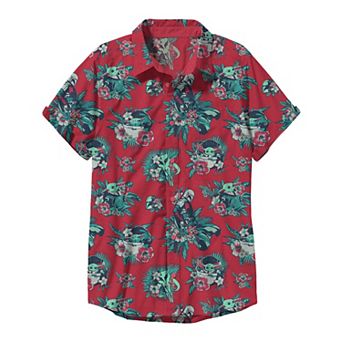 Boys The Mandalorian Grogu Floral Bouquet Button-Up Graphic Tee