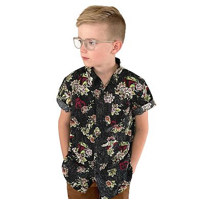 Boys Star Wars Boba Fett Floral Bouquet Button-Up Graphic Tee