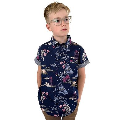 Boys Star Wars Storm Trooper Japanese Décor Button-Up Graphic Tee
